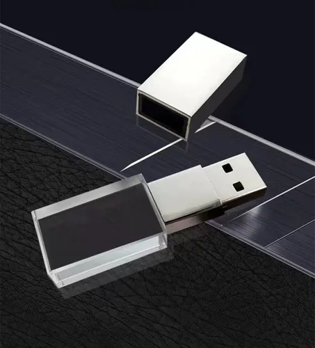 Vista 2 de Nuevo rectángulo transparente cristalino USB Flash Drive Regalo de boda Pen Drive, plata