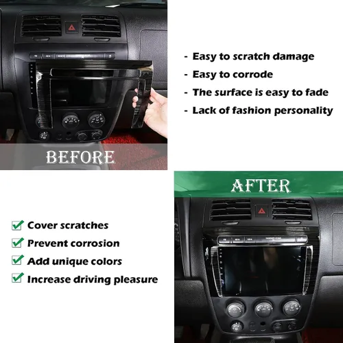 Vista 2 de Cubierta del marco de navegación de la consola central interior para Hummer H3 2005-2009 Accesorios de marco de decoración de coche (negro)
