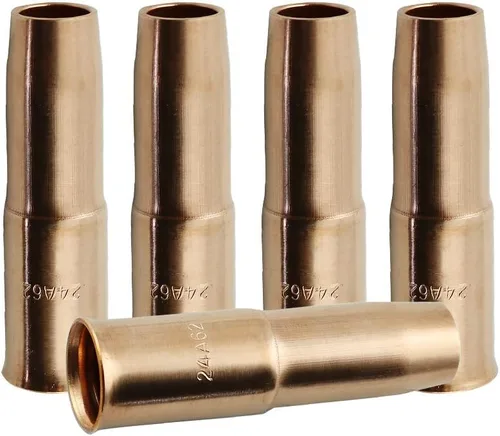 Vista 8 de WeldingCity Paquete de 2 boquillas de gas 24A-37-SS (tope corto) 3/8" para pistola de soldadura MIG Tweco Professional #3/#4 y Lincoln 300-450