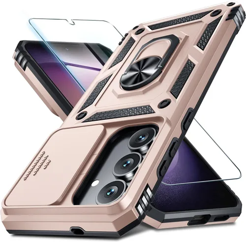 Vista 37 de Janmitta Compatible con Samsung Galaxy S24 FE Funda con Cubierta Deslizante Integrada para Lente de Cámara+Protector de Pantalla+Soporte de Anillo
