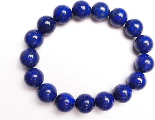Vista 4 de Piedra-Beads Pulsera de cuentas redondas de 0.472 in con lapislázuli, color azul natural