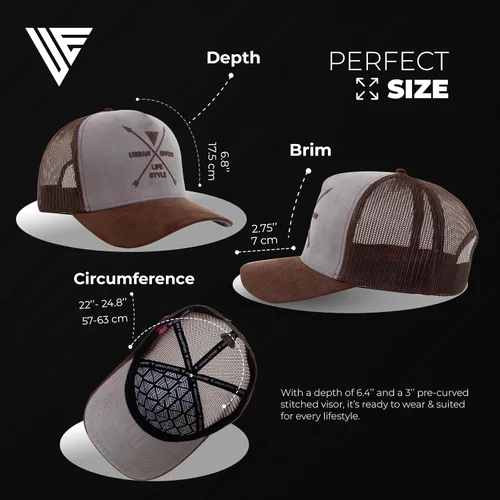 Vista 122 de Urban Effort Gorra trasera de malla, para hombres y mujeres, gorra de béisbol de 5 paneles, gran cierre a presión para caza y senderismo