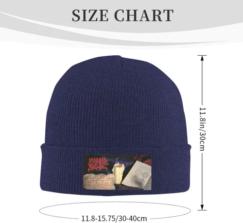 Vista 2 de KyjsiUhyU Morbid Metal Band Angel Beanie for Men Womens Teenager - Casual Unisex Aldult Cuffed Skull Cap Knitted Winter Hat Cool Lightweight Sleep