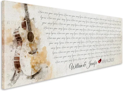Vista 17 de SANTANNA Letras de música personalizadas, impresiones artísticas para decoración de pared (amor clásico y aniversario de canción favorita)