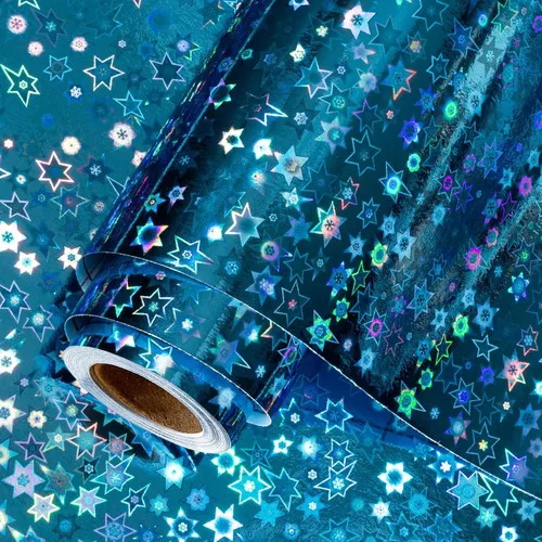 Vista 10 de Homeral Rollo de papel de regalo rosa holográfico con galaxia rosa brillante para cumpleaños, baby shower, despedida de soltera, boda, día