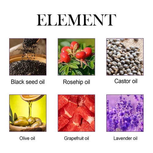 Vista 6 de 3 piezas de aceite de rosa mosqueta, aceite de ricino, aceites de semillas negras, suero facial de rosa mosqueta, hidratante facial orgánico