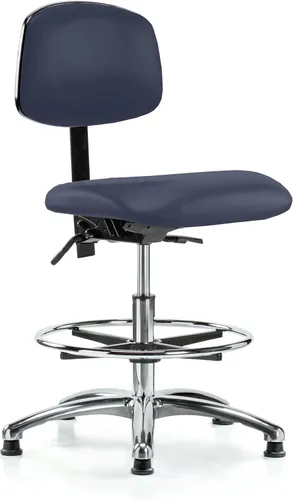 Vista 35 de Perch - Silla de laboratorio con ruedas cromadas con soporte de respaldo ajustable, altura del escritorio de 17 a 22 pulgadas, tela negra