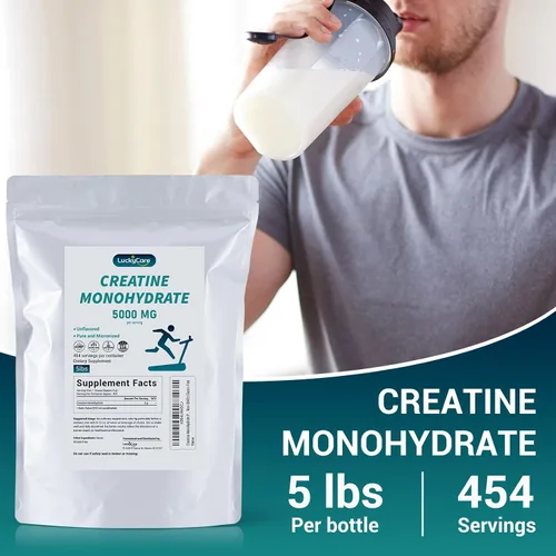 Vista 4 de Monohidrato de creatina en polvo, polvo de creatina micronizada, sin sabor, puro y sin gluten, 0.18 oz (5000 mg) por porción, 5.1 lbs (5 libras)