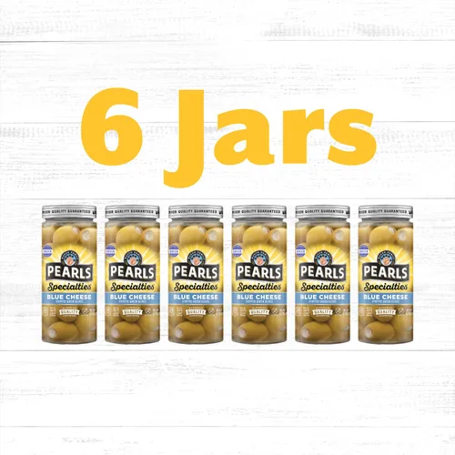 Vista 3 de Pearls Specialties - Aceitunas de reina griegas rellenas de queso azul, tarro de 6.7 onzas, paquete de 6, verificadas sin OMG, certificado Kosher
