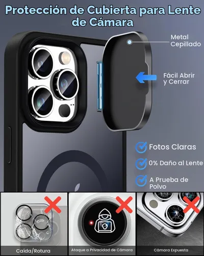 Vista 3 de Silverback Funda para iPhone 14 Pro Max con funda para cámara, compatible con MagSafe, con soporte integrado, funda magnética translúcida mate a