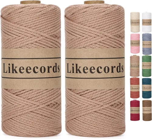 Vista 19 de Likeecords 100% Hilo de Ganchillo de Algodón Cordón de Bolsa de 2mm 170m Cordón de Macramé de 2mm Hilo de Crochet Cuerda de Macramé Regalo para Verde