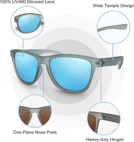 Vista 5 de Alphin Gafas de sol rectangulares para hombres y mujeres, gafas retro vintage