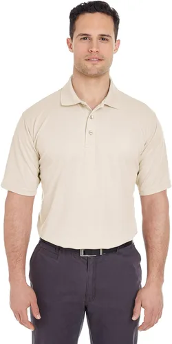 Vista 2 de UltraClub Polo de piqué de malla fresca y seca para hombre, Piedra, M