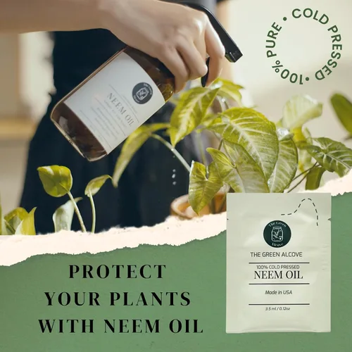 Vista 2 de Recambio en aerosol de aceite de neem 100% prensado en frío para plantas de jardín de interiores y exteriores, hace 80 onzas líquidas The Green