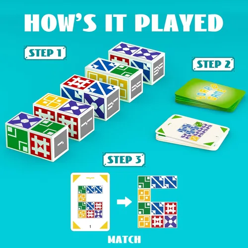 Vista 5 de BBnote Juego de Memoria Familiar para Niños y Adultos, Juegos de Mesa de Rompecabezas de Bloques para Niños de 6-8 y 8-12 años, Rompecabezas