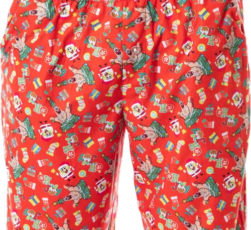 Vista 3 de Nickelodeon - Conjunto de pijama de Navidad para hombre, Bob Esponja