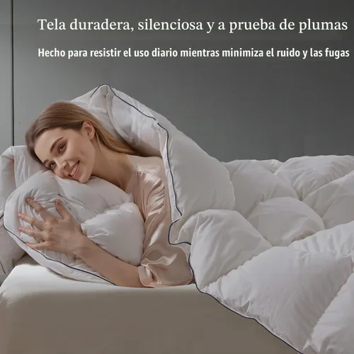 Vista 5 de Edredón de plumón tamaño Queen para todas las estaciones, edredón Blanco