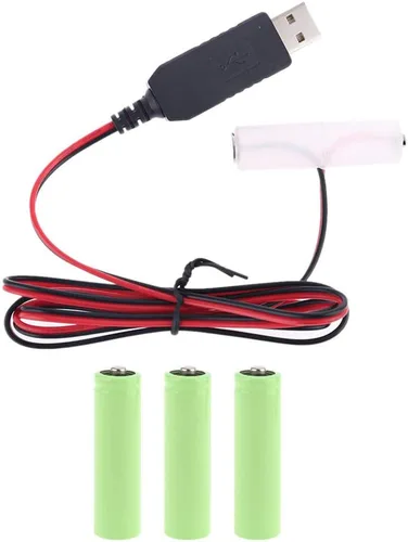 Vista 9 de LR6 AA Eliminador de batería USB Cable de fuente de alimentación reemplazar 1-4pcs 1.5V AA Batería (2AA)