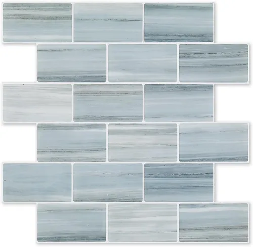 Vista 14 de Tilingview 10 piezas de azulejos de pelar y pegar para salpicaduras de cocina, diseño de tiras, azulejos de vinilo autoadhesivos, adhesivo de pared