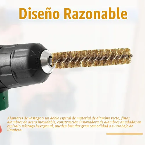 Vista 4 de Geiserailie Cepillo de Perforación de Cerdas de Alambre para Taladro Eléctrico, Alambre de Limpieza con Mango Hexagonal para Limpieza de Taladro