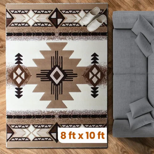 Vista 109 de YHSF South West - alfombra estilo nativo americano del suroeste C318 - fácil de limpiar, gruesa, suave, duradera, alfombra inspirada en tribus
