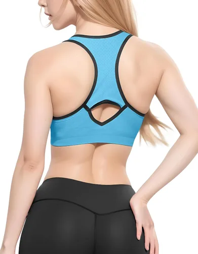 Vista 5 de Match - Brasier deportivo para mujer, sin varillas, sin costuras, con relleno, espalda cruzada, brasier de yoga para entrenamiento, gimnasio, ropa
