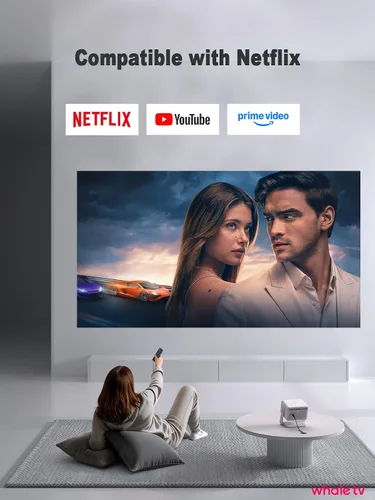 Vista 2 de 【Compatible con Netflix y enfoque automático】Proyector inteligente VISSPL con WiFi y Bluetooth, enfoque automático y corrección Keystone, mini