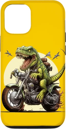 Vista 26 de Funda para iPhone 16 T-Rex Dinosaur Riding a Motorcycle