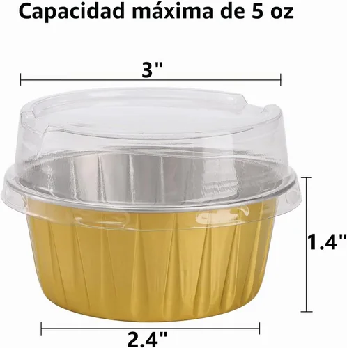 Vista 2 de DEAYOU Paquete de 100 moldes de papel de aluminio para hornear con tapas, moldes desechables de 5 onzas para magdalenas, moldes de papel de aluminio
