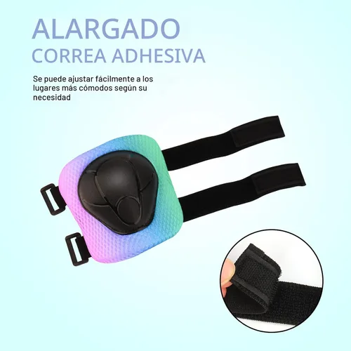 Vista 6 de Casco de bicicleta ajustable con gradiente de color y coderas y rodilleras - Casco para niños y niñas para patinaje, edades 3-14 Ideal