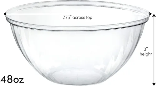 Vista 2 de PLASTICPRO - Cuencos desechables redondos de plástico transparente para servir aperitivos o ensaladas de fiesta, cuencos de plástico transparente