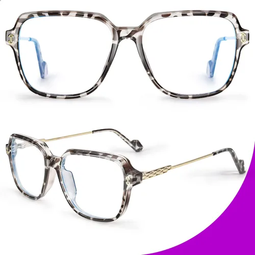 Vista 3 de VISOONE - Paquete de 2 anteojos de bloqueo de luz azul de gran tamaño con elegante marco cuadrado TR90 y patillas metálicas para mujeres y hombres