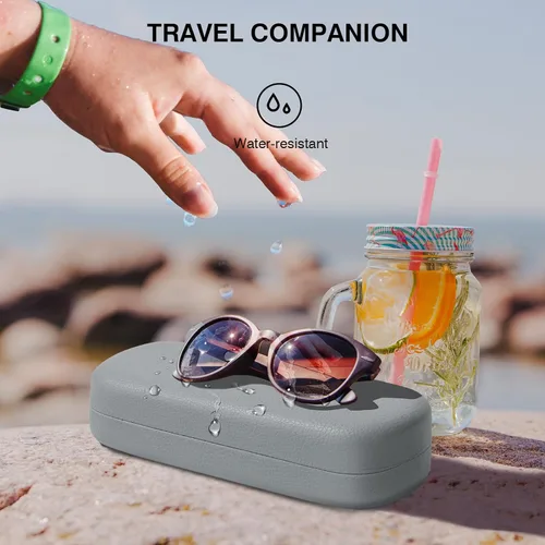 Vista 7 de Marvolia Estuche para gafas de sol, funda rígida grande de piel sintética para gafas de sol