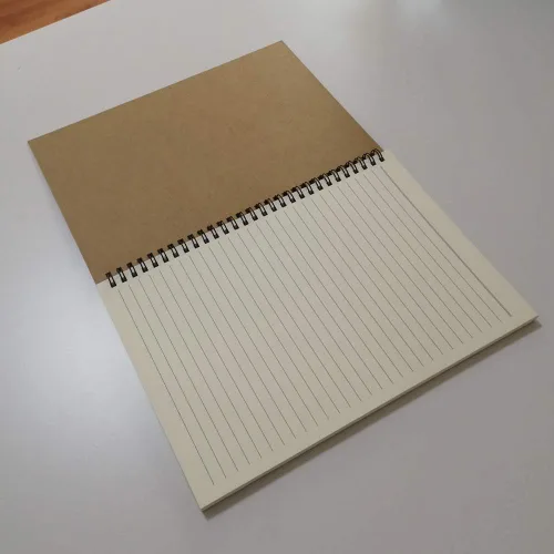 Vista 2 de YUREE - Cuaderno con espiral a rayas, de tapa dura, con papel Kraft B5
