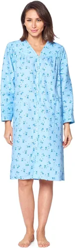 Vista 2 de Casual Nights Vestido de franela de manga larga con botones florales para mujer