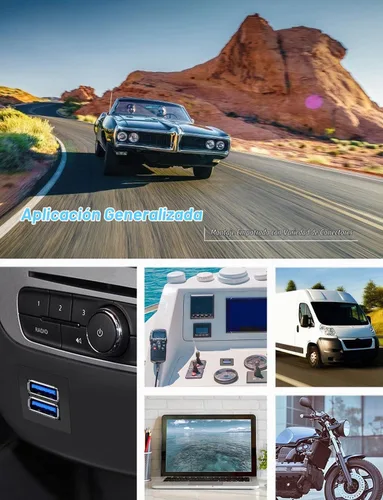 Vista 5 de USB 3.0 Cable de panel de extensión de montaje empotrado cuadrado doble, 3.3 ft Para coche, barco, motocicleta, 3 pies