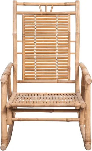 Vista 4 de Mecedora con cojín Sillas de comedor de bambú Sillas para comedor Sillas para Comedor para patio, playa, picnic estudio