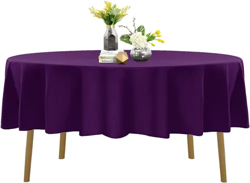 Vista 124 de Mantel de poliéster lavable de 132 pulgadas, resistente a las manchas y a las arrugas, mantel decorativo para mesa de comedor, fiestas de bufé