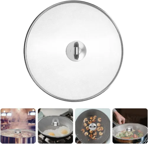 Vista 9 de Stainless Steel Grease Splatter Screen 29cm 2pcs with Knob