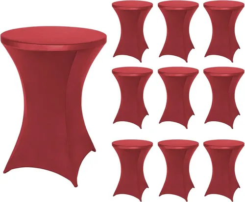 Vista 37 de FestiCorp Mantel de Mesa Negro de Spandex, Manteles Ajustados para Cóctel, Manteles Elásticos Redondos para Mesa Alta para Fiestas, Bar, Bodas