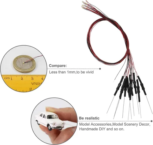 Vista 5 de L0603B 20pcs pre-cableado SMD LED 0603 Bule Diodo emisor de luz 12V Micro Litz Cable Cable Longitud 7.8 pulgadas (7.9 in) para DIY Manual