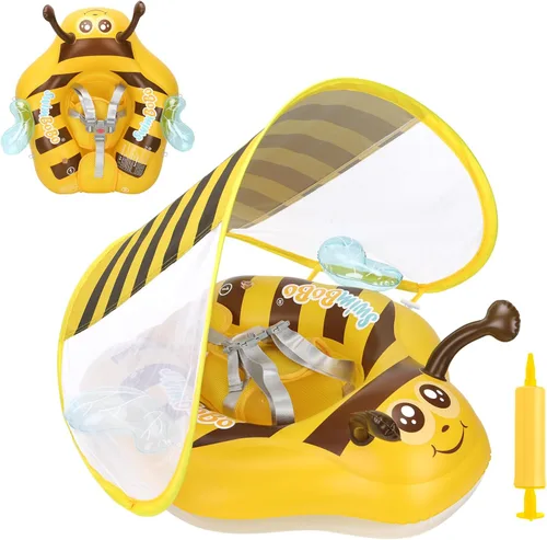 Vista 6 de Free Swimming Baby Flotador inflable de natación para bebé con toldo para el sol, tamaño mejorado, flotadores de piscina para niños de 3 a 36 meses