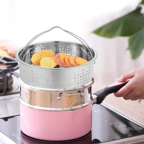 Vista 7 de BESTonZON Tamale Pot Tamale Pot Acero Inoxidable Cocción al Vapor Mariscos Cesta Vegetal Mini Cesta Estante Cocina Vapor Vegetales Cocinadoras