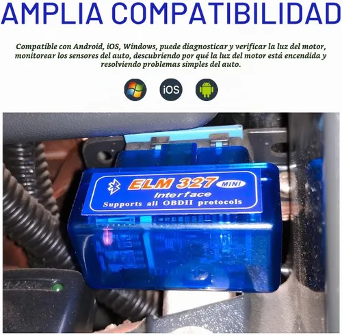 Vista 3 de ELM327 OBDII - Escáner de diagnóstico automático para automóvil, mini interfaz ELM327, lector de código de falla de motor Bluetooth, detector de 1