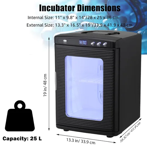 Vista 7 de Incubadora científica de 25 litros para huevos, laboratorio de incubadora digital de calefacción y refrigeración, control preciso de temperatura
