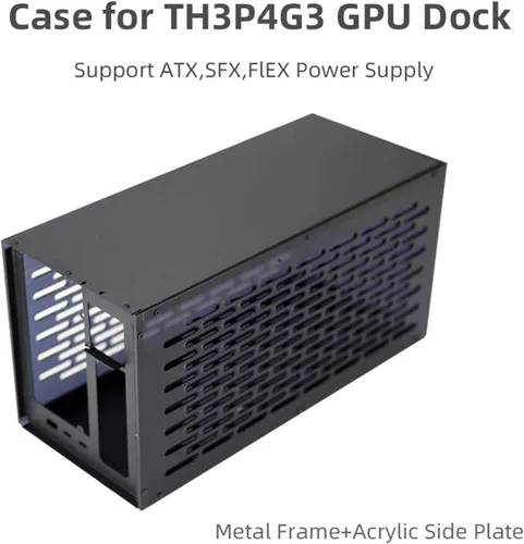 Vista 5 de TH3P4G3 Thunderbolt-Compatible GPU Dock Case- Marco de metal con ventiladores de refrigeración de pantalla OLED para fuente de alimentación ATX SFX