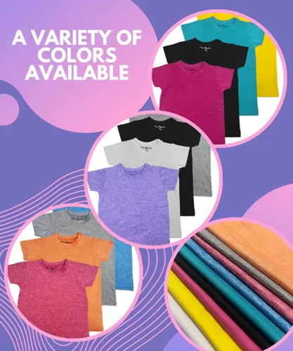 Vista 4 de MISS POPULAR Paquete de 4 camisetas de manga corta de secado rápido para niñas, absorben la humedad, rendimiento atlético activo y cuello redondo