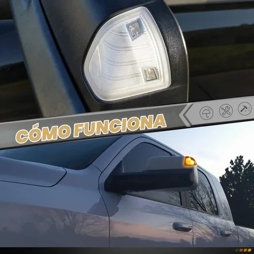Vista 5 de HERCOO Luz LED para señal de giro del espejo lateral, lámparas izquierda y derecha con lente de cubierta transparente para 68302828AA 68302829AA