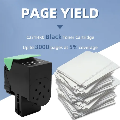 Vista 3 de C231HK0 Cartucho de tóner negro compatible con Lexmark C2325 C2325dw MC2325 MC2325adw C2425 C2425dw MC2425 MC2425adw C2535 C2535dw MC2535adwe