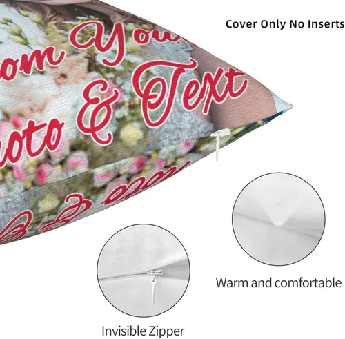 Vista 4 de Funda de almohada personalizada con texto de imagen, funda de almohada con foto personalizada, diseño personalizado para mamá, papá, amigos